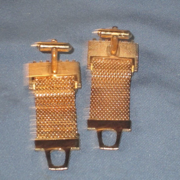 vintage gold green red marbled cab cufflinks - Picture 4 of 4